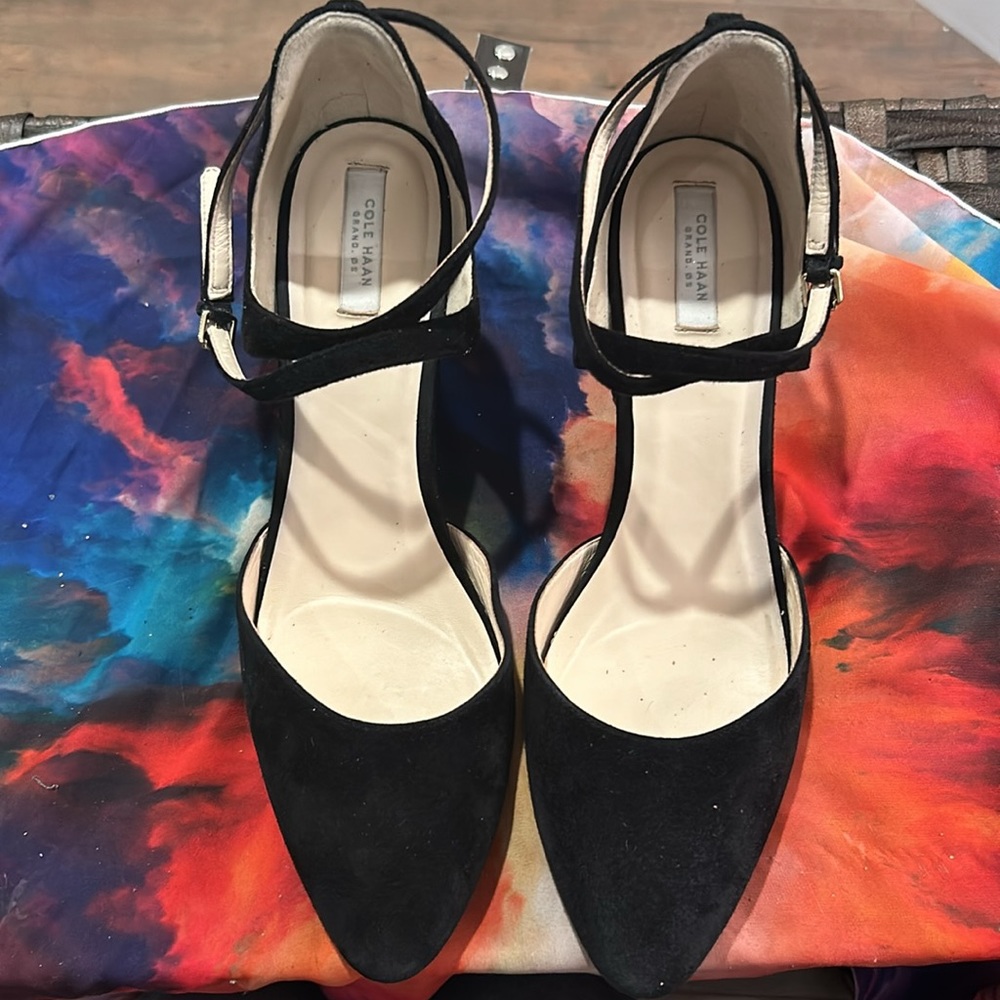 Cole Haan Black Suede Wedge Heels - Picture 4 of 7